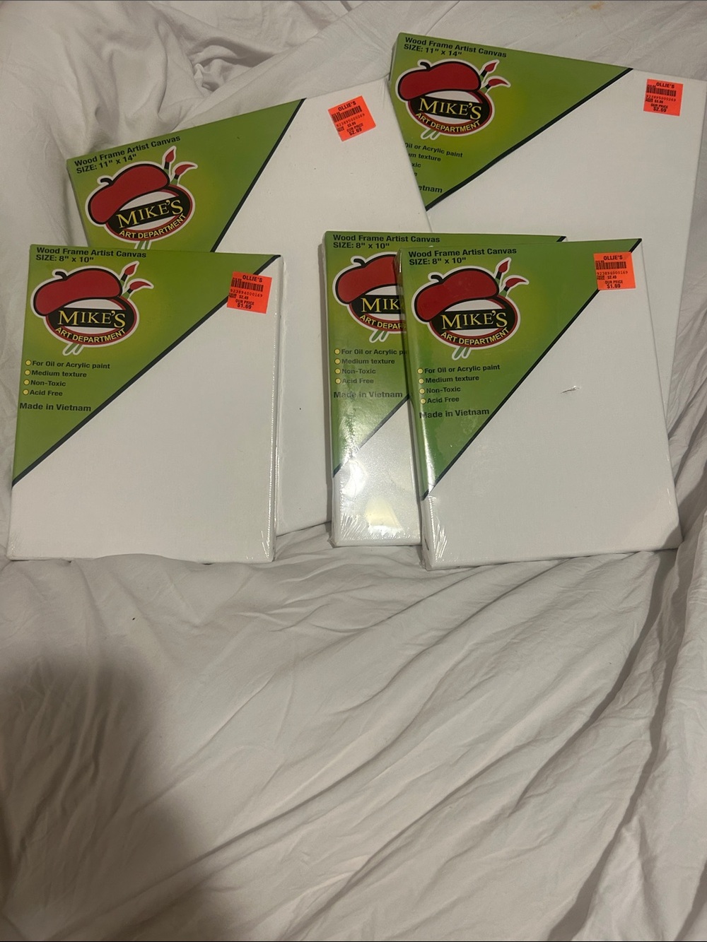 Mike's Art Department Stretched Canvases - White (Set of 5)